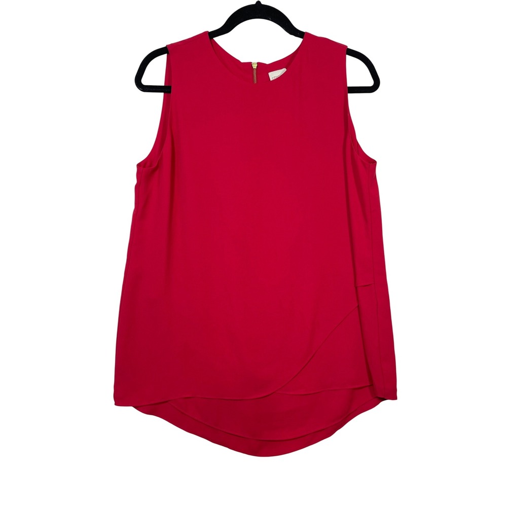 Chico's Red Sleeveless Women Top Size 1 -M Tunic Blouse Round Neck Polyester